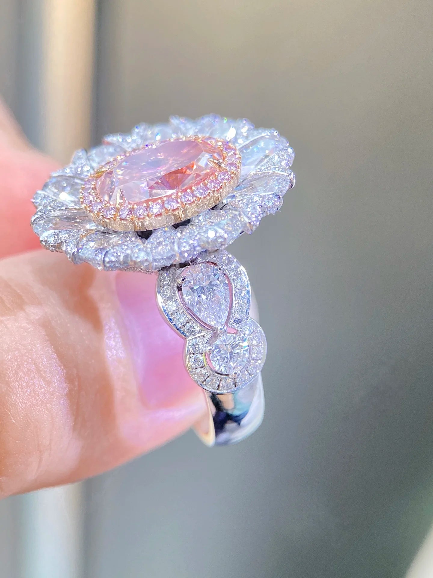 2026 G18K White Gold Natural 3.00ct GIA Fancy Brownish Orangy Pink Diamonds Rings