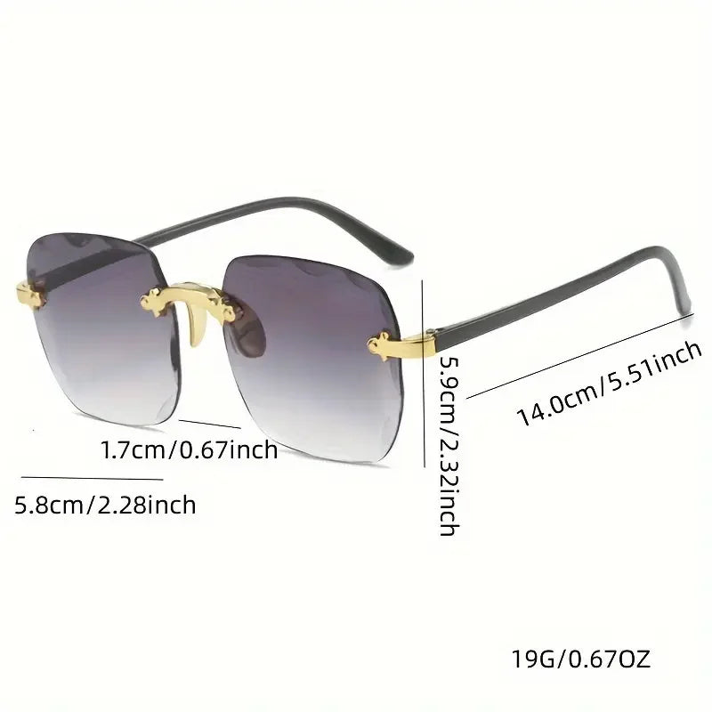 3PCS Square Rimless Sunglasses Set UV400 Women Men