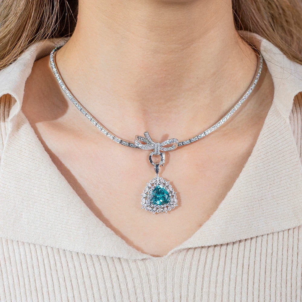 Lab Grown Diamond Necklace | 9K White Gold | Custom Fine Jewelry
