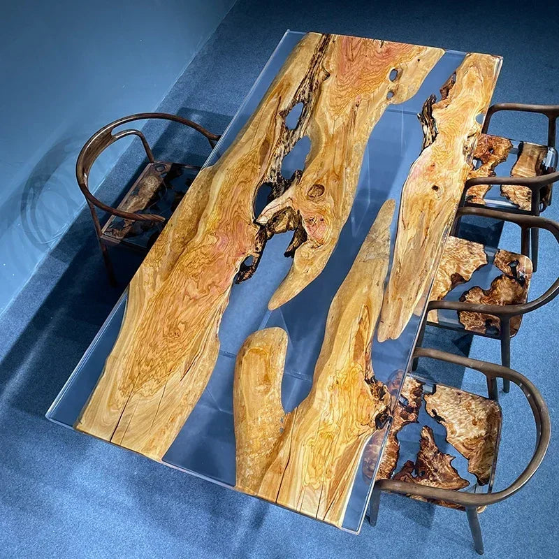 Teglex Epoxy Crystal Coffee Table | Live-Edge Solid Walnut & Rosewood