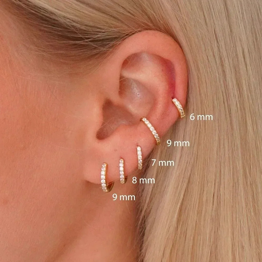 Crystal Zirconia Huggie Hoop Earrings Cartilage