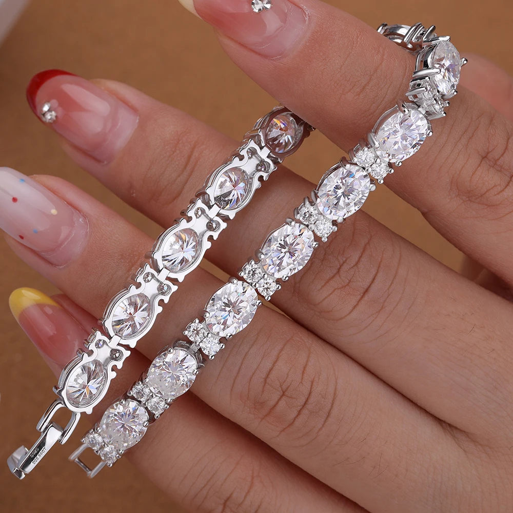 Oval & Round Moissanite Tennis Bracelet GRA Casual Luxury