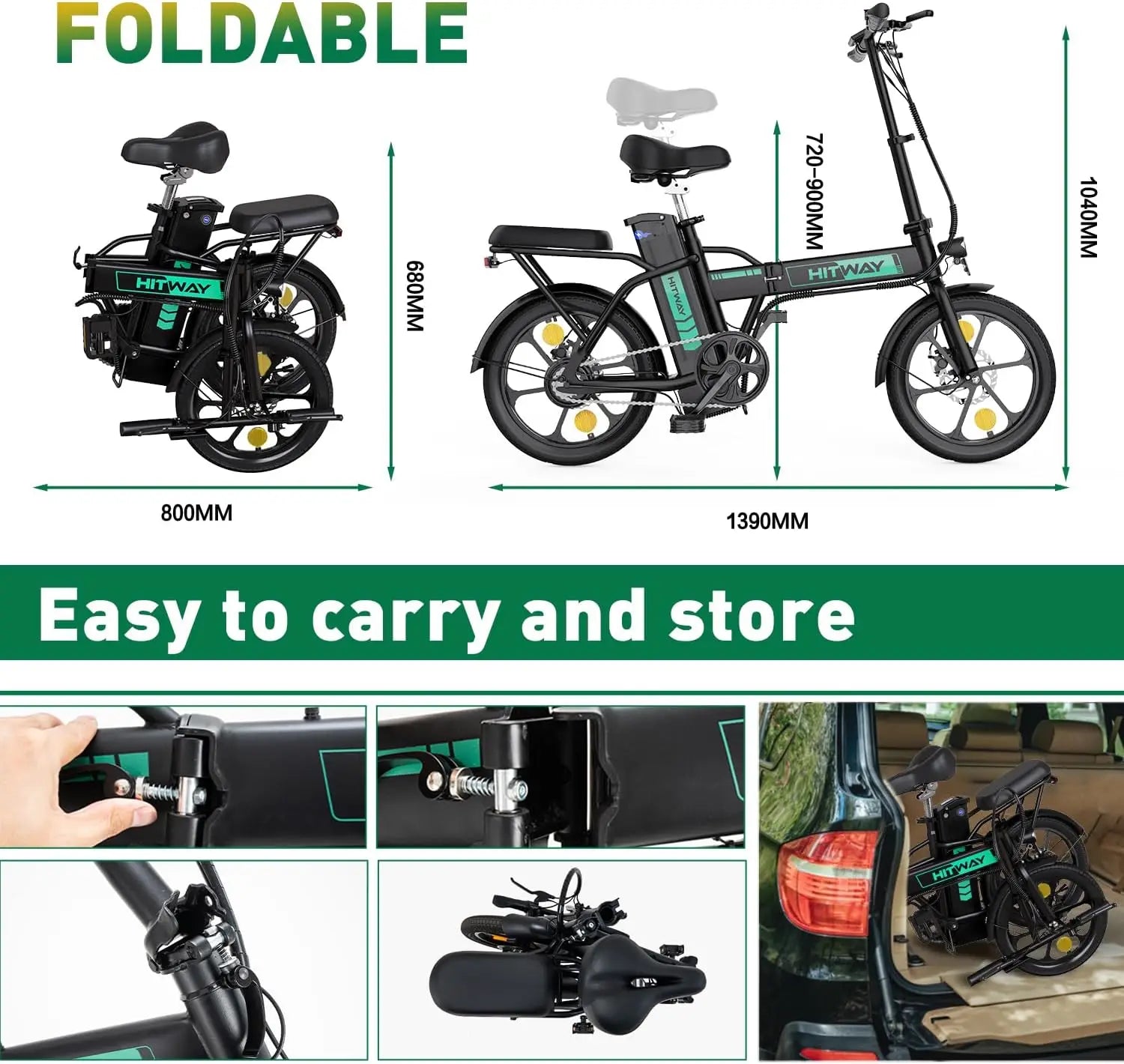 Foldable Electric Bike 36V 10.4Ah For The City Ride - Teglex