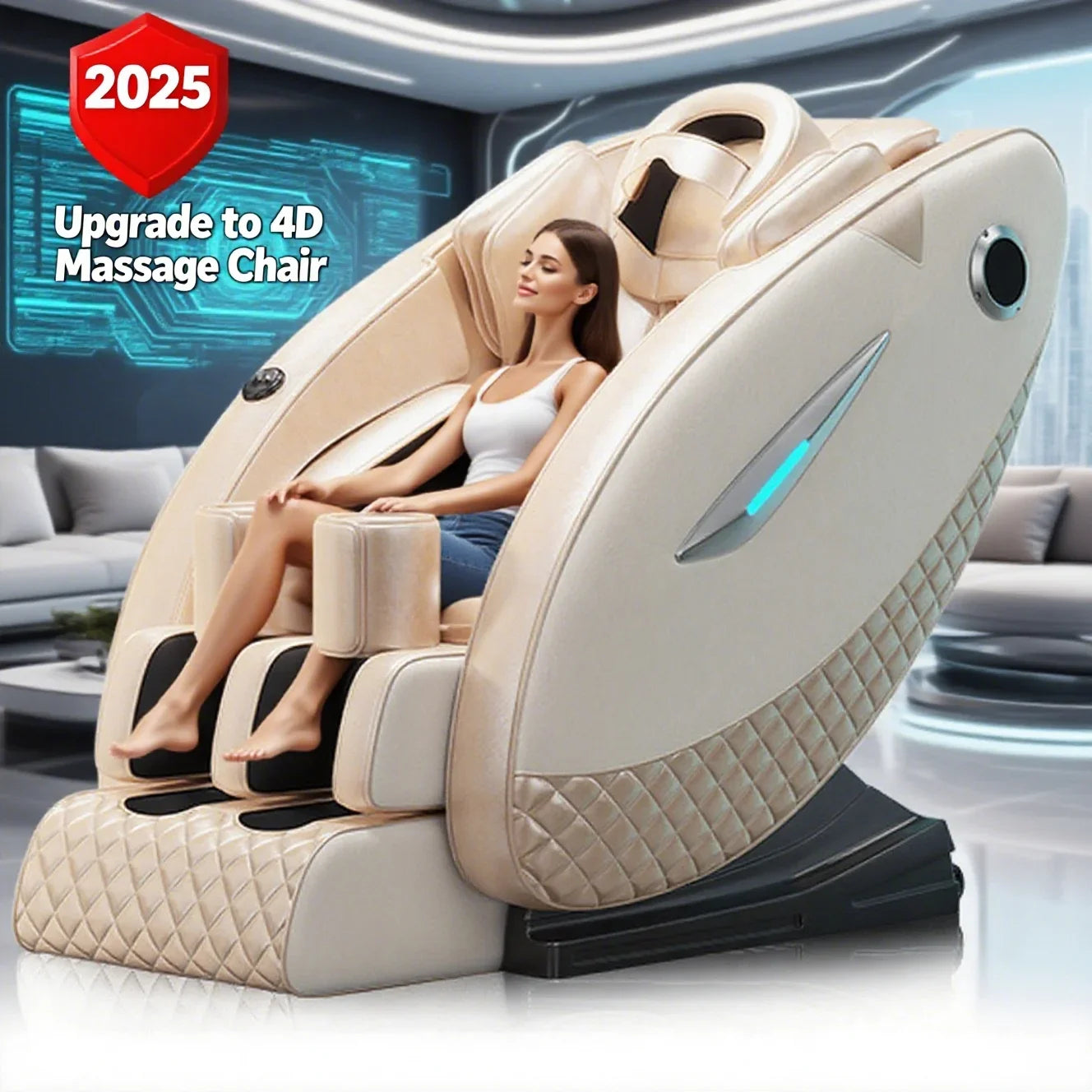 4D Massage Chair with Full Body Relaxation Function 2025 Zero Gravity SL-Track Shiatsu with Bluetooth Speaker and AI Control - Teglex