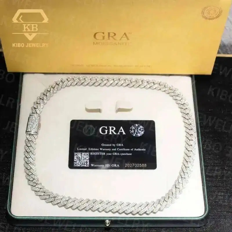 10mm Moissanite Miami Cuban Link Chain | GRA Certified | 925 Silver 18K Gold Plated
