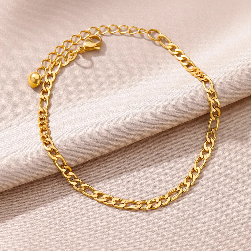 Gold Pearl Chain Anklet – Stainless Steel Beach Bodychain
