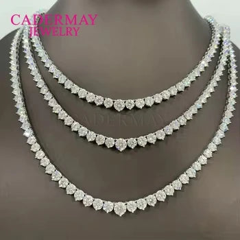 Cadermay Jewelry18k White Gold V-shaped 4mm-6.5mm D VVS1 Moissanite Tennis Necklace for Women Wedding Party Christmas Gift