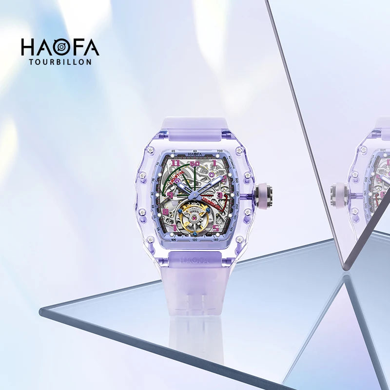 Haofa Tourbillon Crystal Transparent Automatic Watch | Sci-Fi Luxury