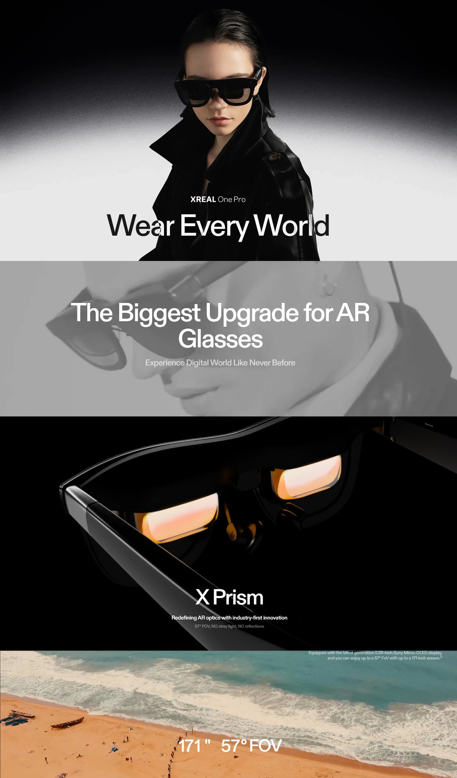 Xreal One Pro AR Glasses 57 FOV NO stray light NO reflections 3ms M2P Latency Glasses For Stream Deck 57-66 mm 66-75 mm IPD - Teglex