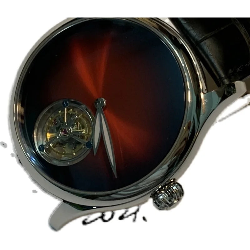 Axial Tourbillon Watch Alligator Leather Watch Sapphire Glass Men 42mm