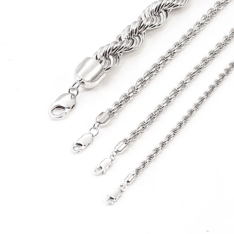Twisted Chain Necklace 8 Inch S925 Silver Choker Twisted Necklace Miami Rope Chain