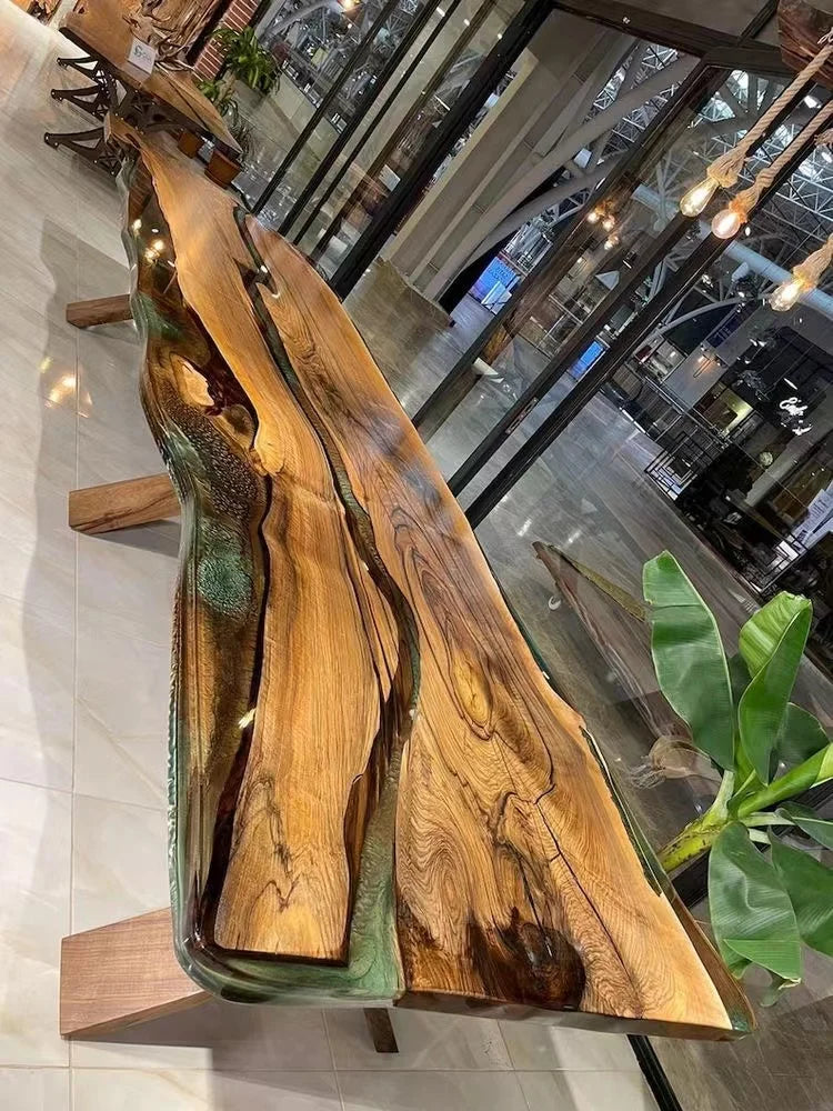 Wooden table with a natural grain pattern in an indoor setting