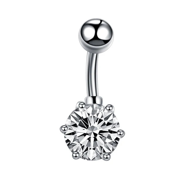 Surgical Steel CZ Belly Button Ring – Navel Piercing 14G