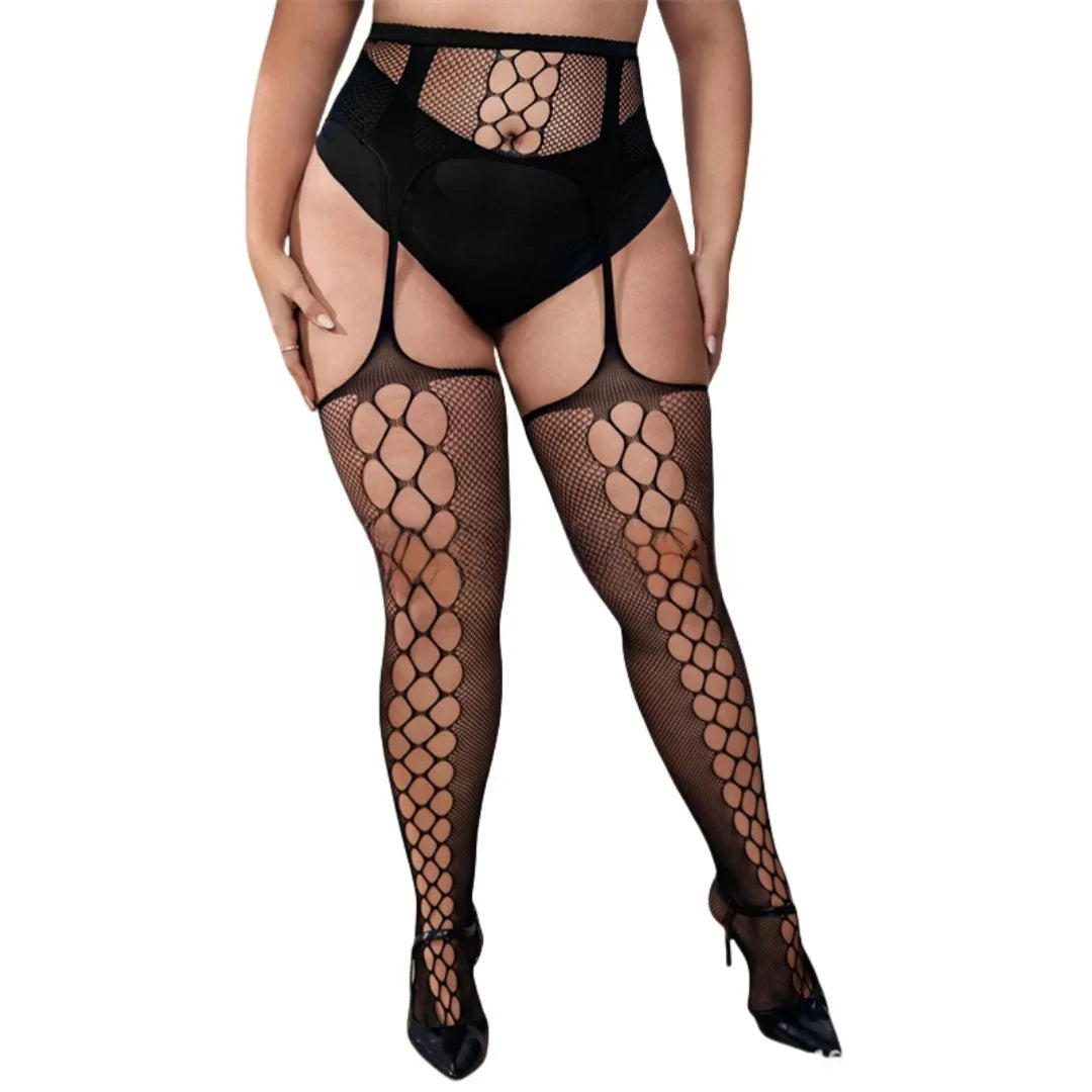 Plus Size Lace Fishnet Stockings XXL – Stretch Tights