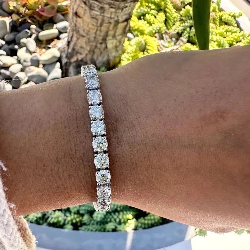 5MM Each Round Lab Grown VS-VVS DEF Diamond Men's & Women's Tennis Bracelet 14k White Gold Fine Jewelry