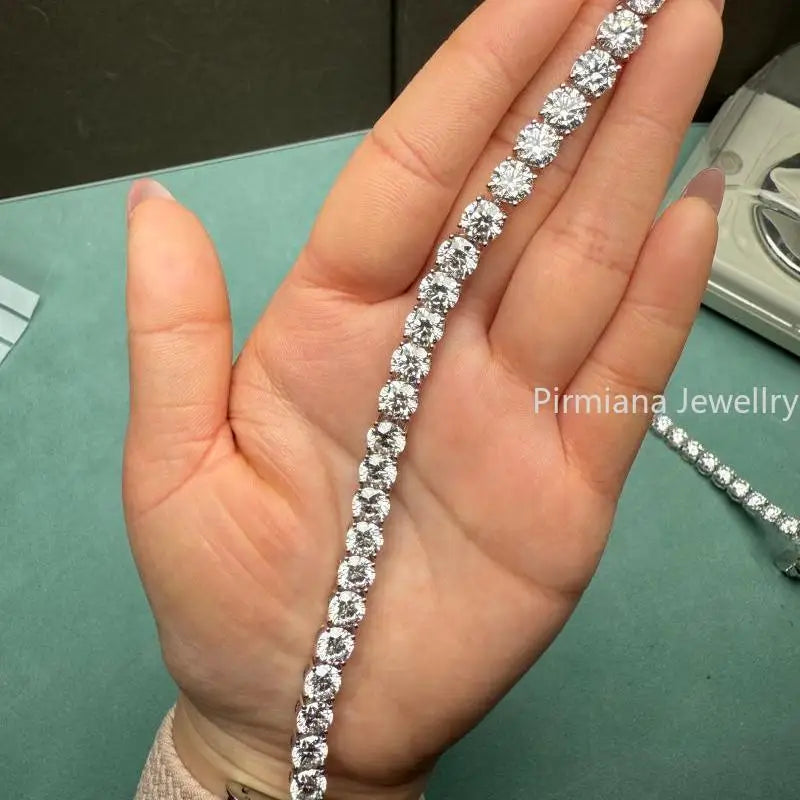 Pirmiana 18k White Gold 1ct Each Round D VS1 Lab Grown Diamond Tennis Bracelet Engagement for Women