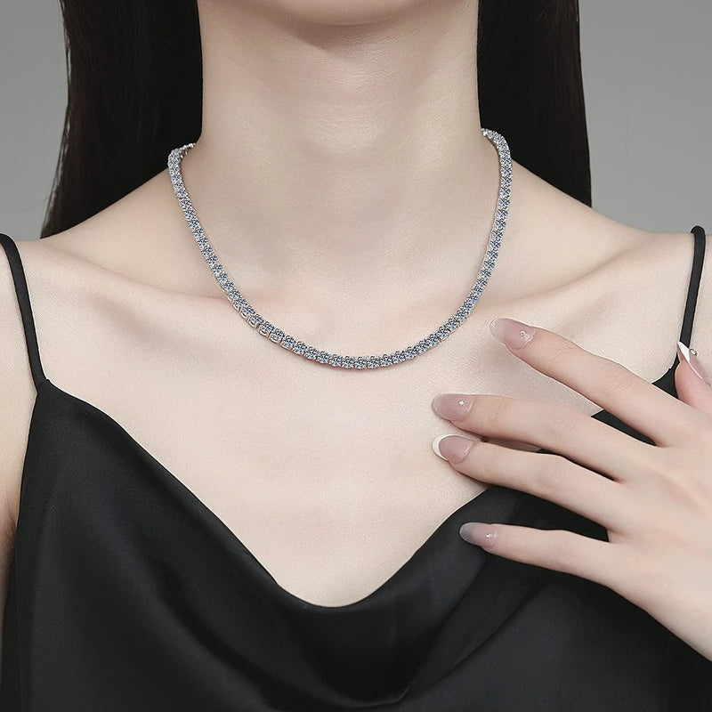 Moissanite Tennis Necklace 18K Gold PT950 Hip Hop
