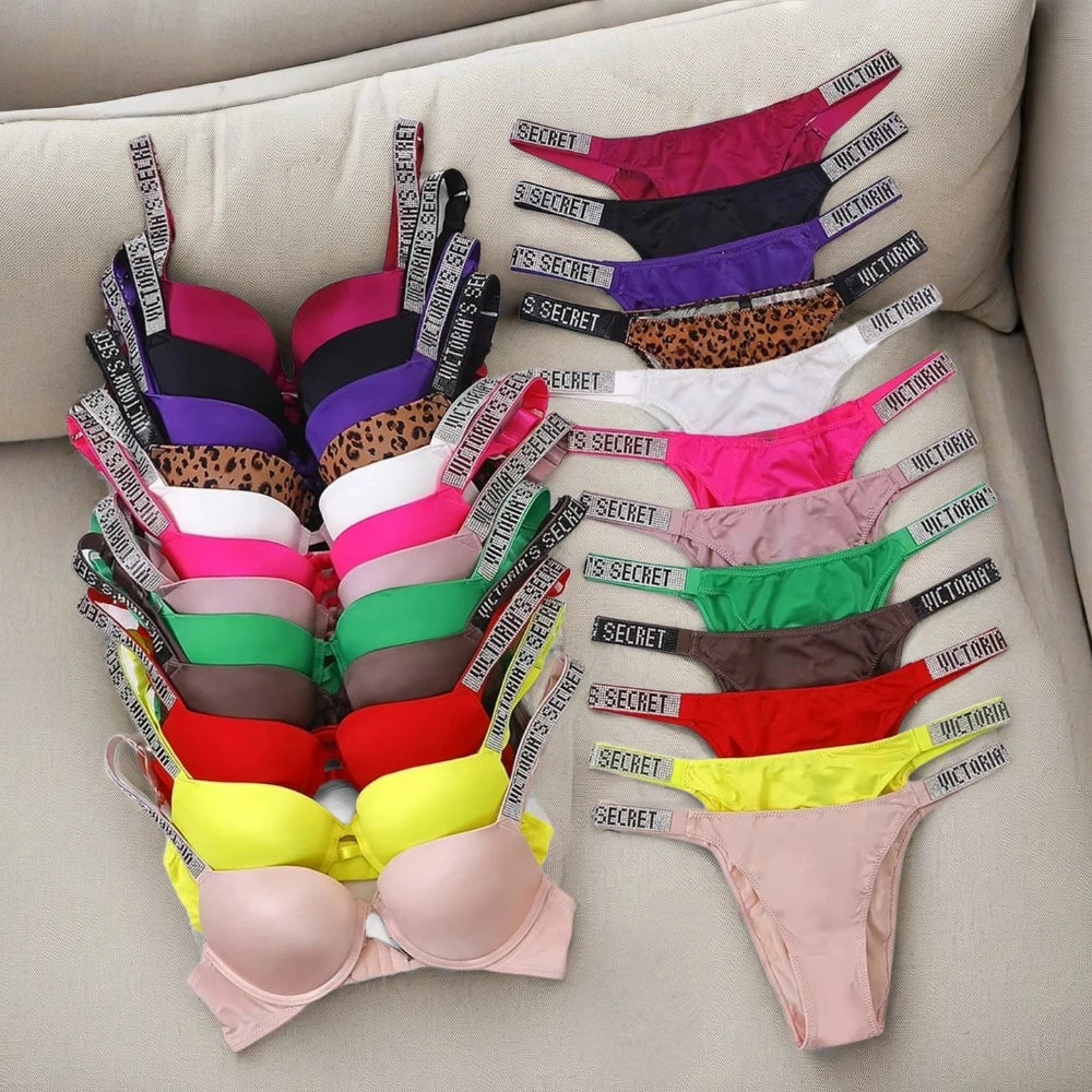 Women's Padded Push Up V-Neck Lingerie Set | Sporty Bra