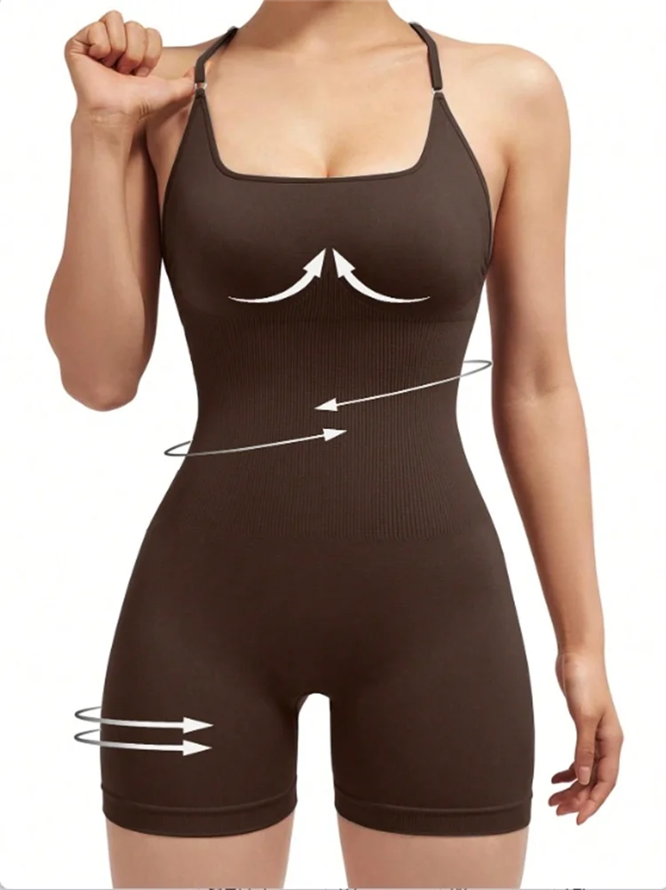Women's Fitness Jumpsuit Backless Yoga Romper Scrunch