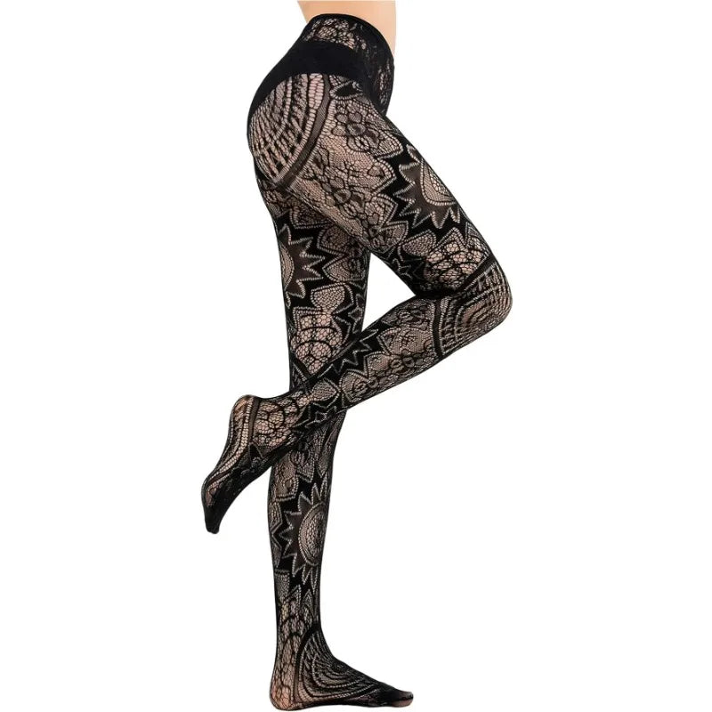 Gothic Fishnet Tights Tattoo Lace Jacquard Pantyhose