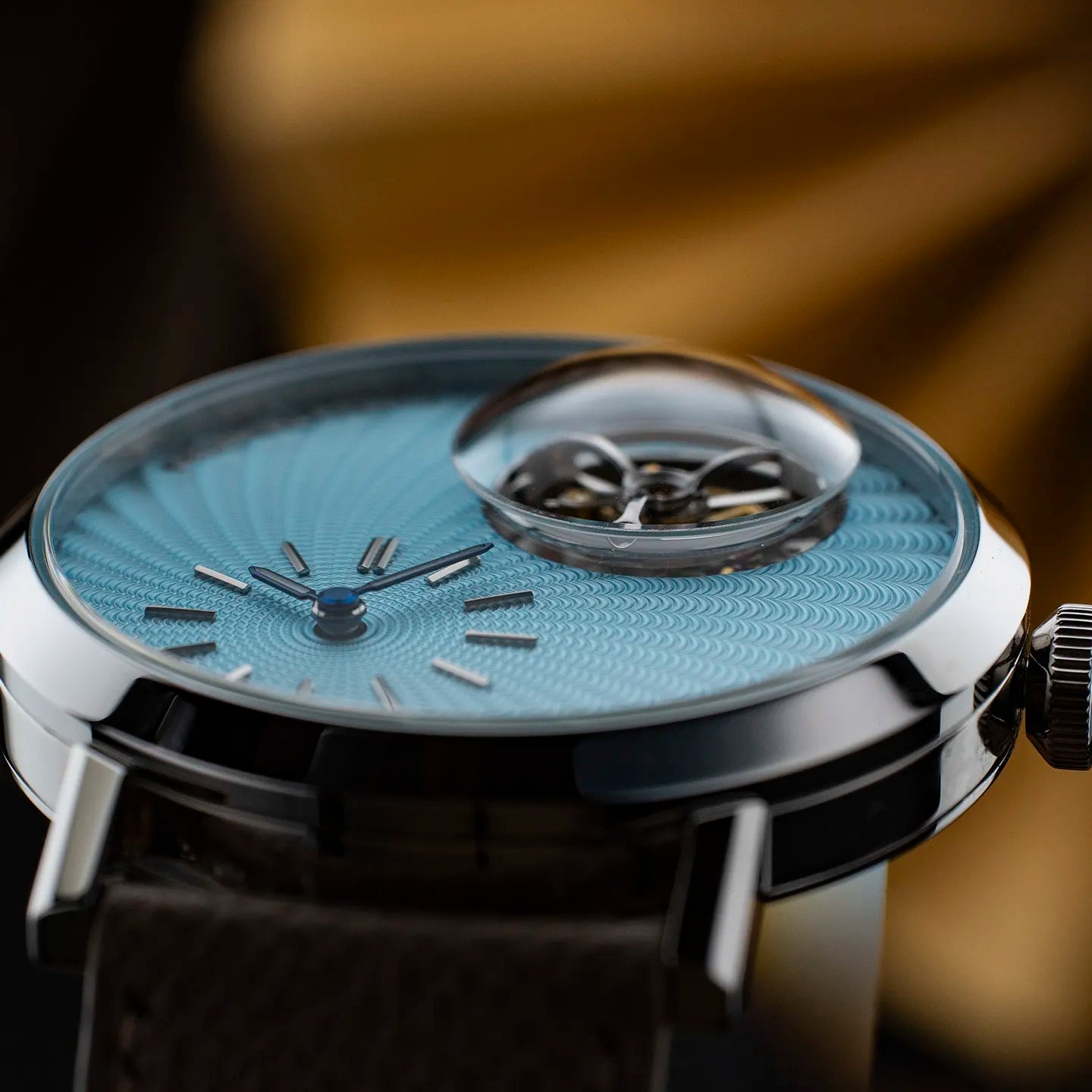 Convex Crystal Jichen Cherry Blossom MC-05 Tourbillon Mechanical Men's Watch Blue Sandstone Lapis Lazuli Custom Suspension 6340