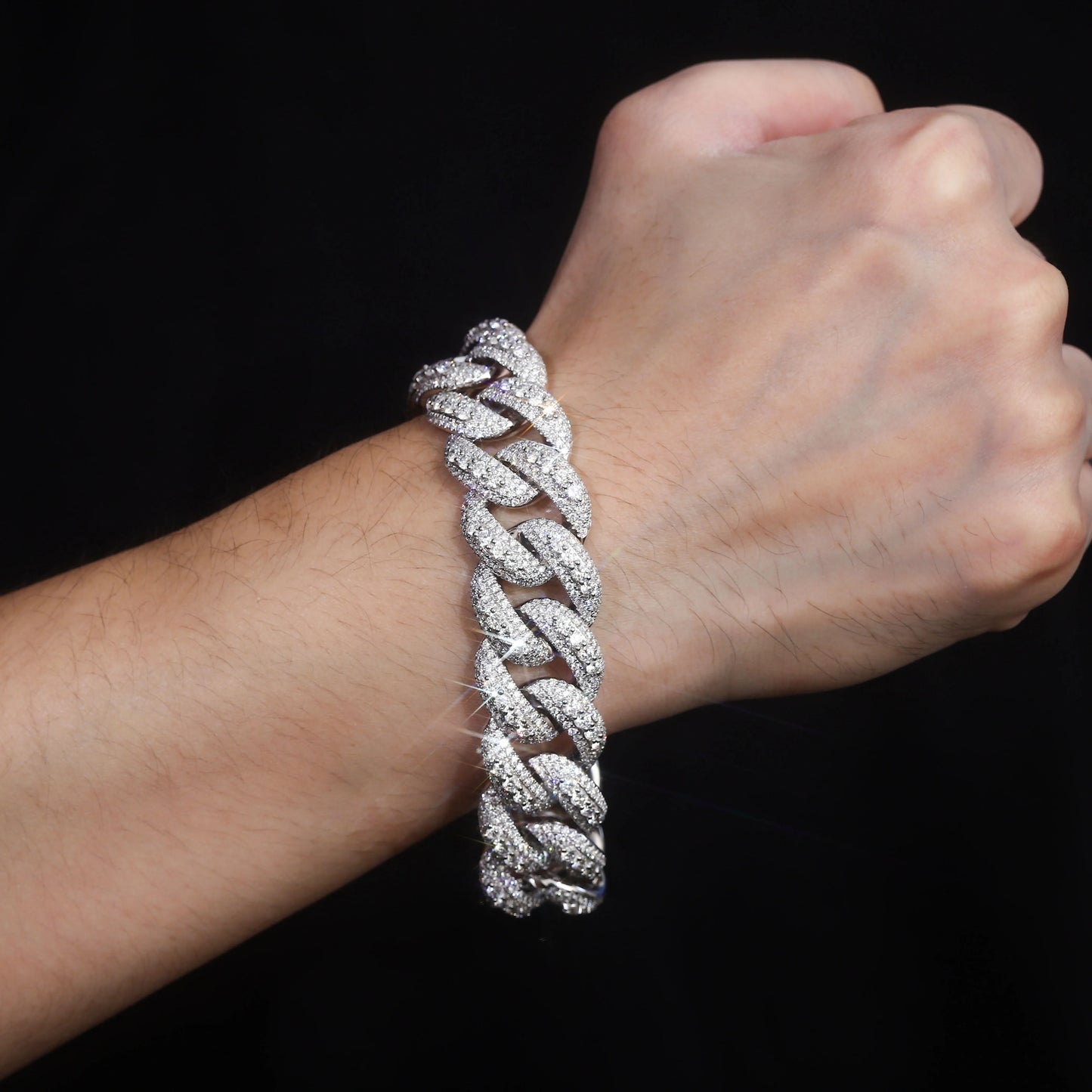 Provence 10K/14K/18K Moissanite Cuban Chain Bracelet for Men Thick 20mm Cuban Link Wrist DIY Jewelry Hip Hop Bracelet for Women