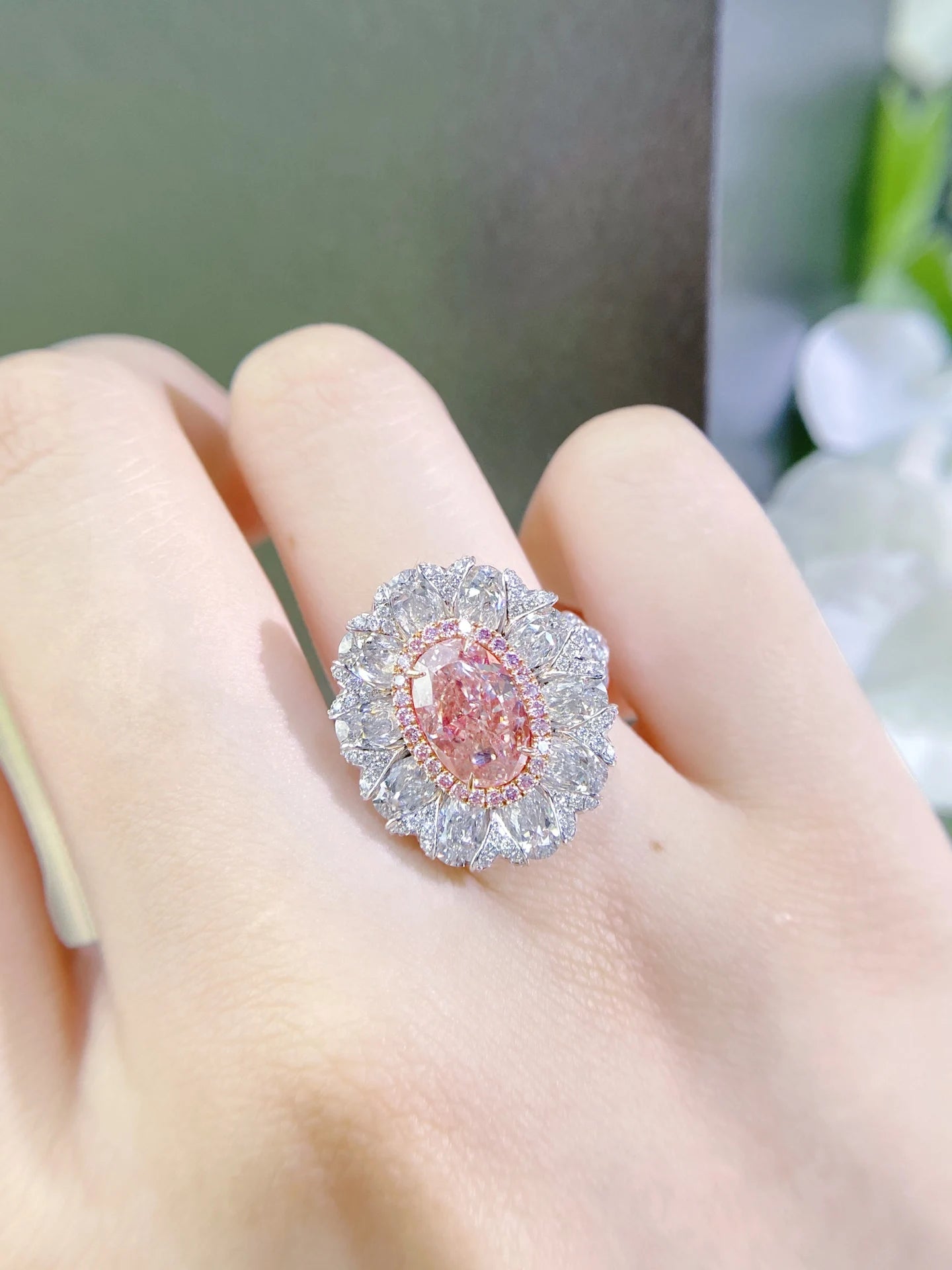 2026 G18K White Gold Natural 3.00ct GIA Fancy Brownish Orangy Pink Diamonds Rings
