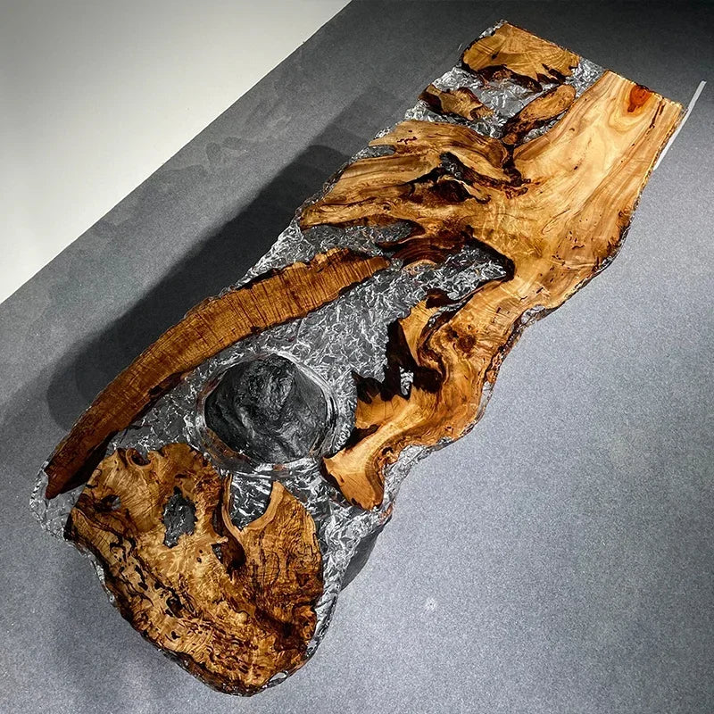 Teglex Epoxy Crystal Coffee Table | Live-Edge Solid Walnut & Rosewood