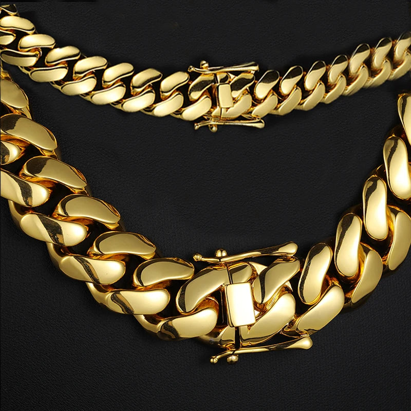 Gold chain bracelet on a black background