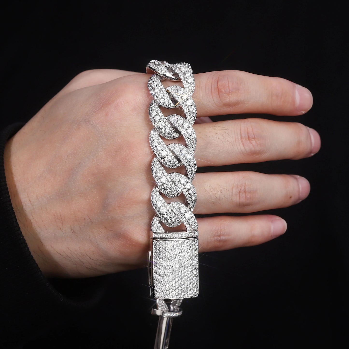 Provence 10K/14K/18K Moissanite Cuban Chain Bracelet for Men Thick 20mm Cuban Link Wrist DIY Jewelry Hip Hop Bracelet for Women