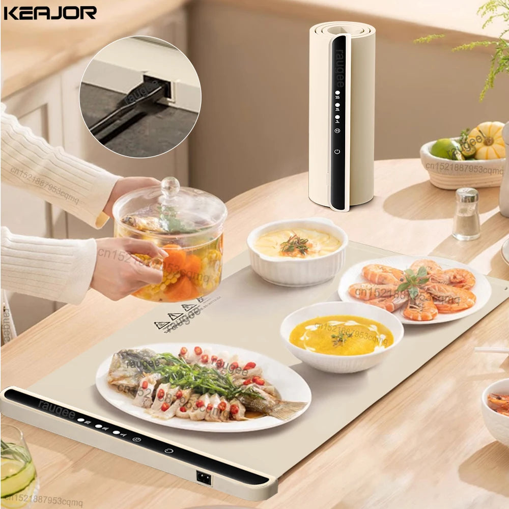 Electric Food Warming Tray – Foldable 3-Temp Setting Mat