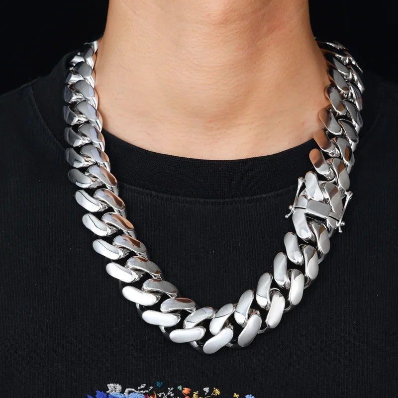 25mm Rhombus Cuban Link Chain Necklace Hip Hop