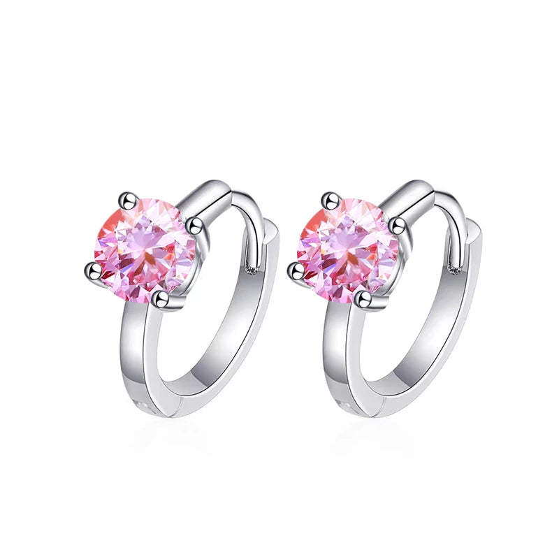 Moissanite Huggie Hoop Earrings – Sterling Silver