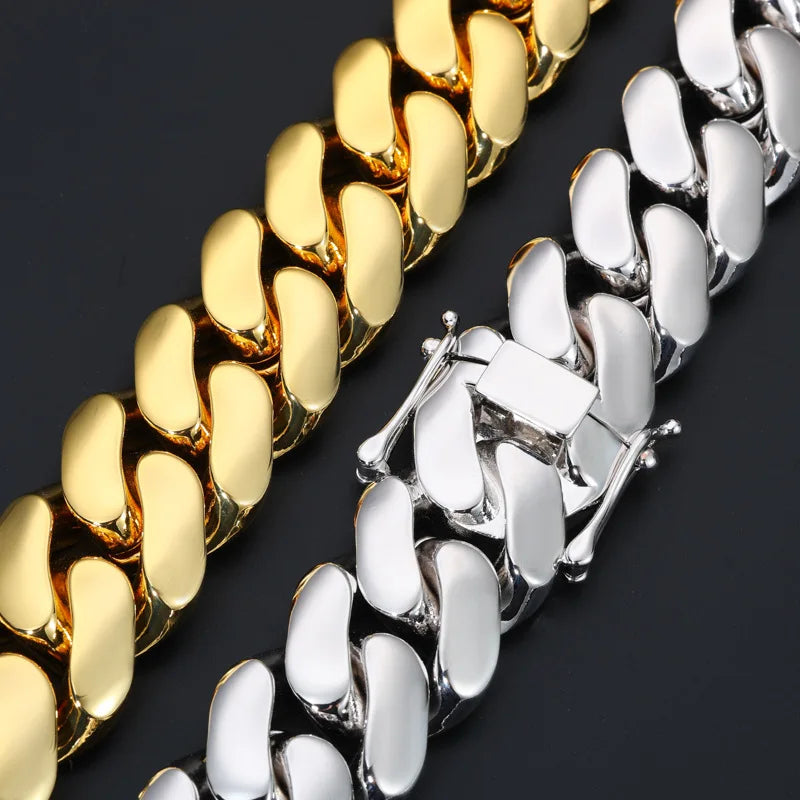 25mm Rhombus Cuban Link Chain Necklace Hip Hop