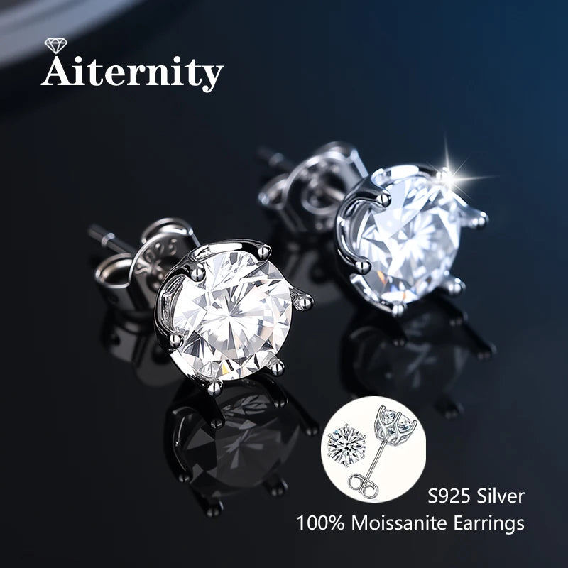 Moissanite Huggie Hoop Earrings – Sterling Silver