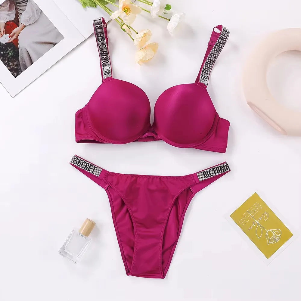 Women's Padded Push Up V-Neck Lingerie Set | Sporty Bra