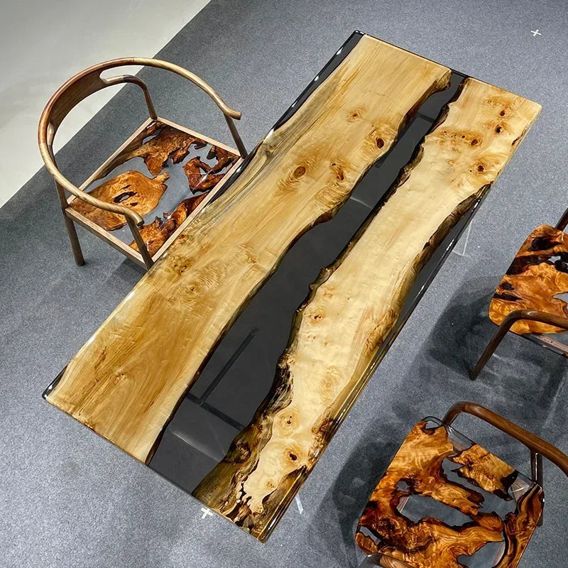 Teglex Epoxy Crystal Coffee Table | Live-Edge Solid Walnut & Rosewood