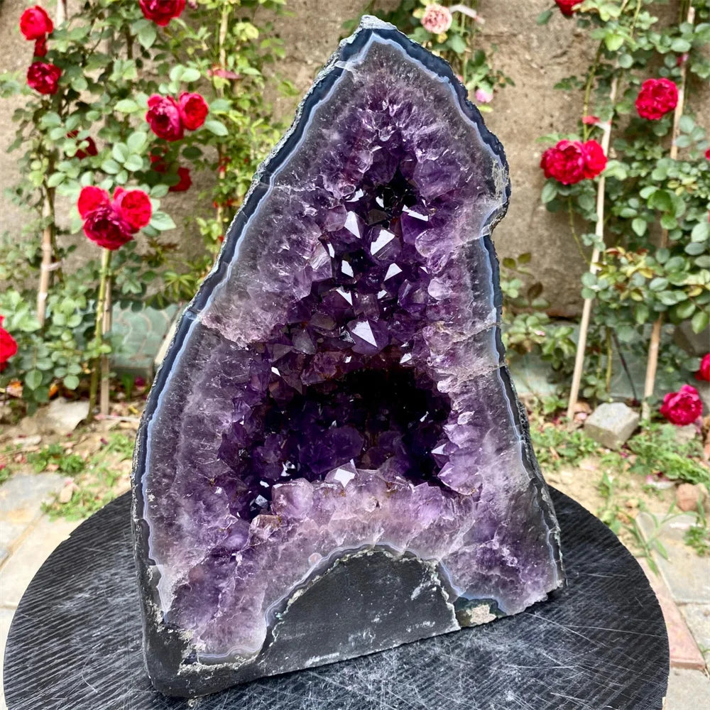 Natural Amethyst Cave Cathedral Crystal With Stand