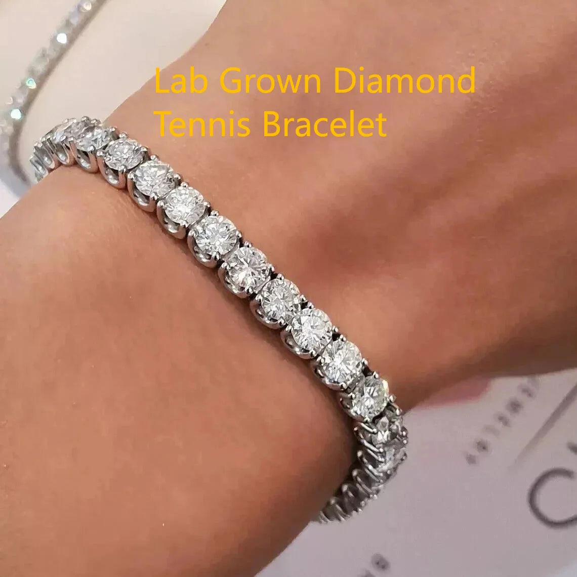 5MM Each Round Lab Grown VS-VVS DEF Diamond Men's & Women's Tennis Bracelet 14k White Gold Fine Jewelry