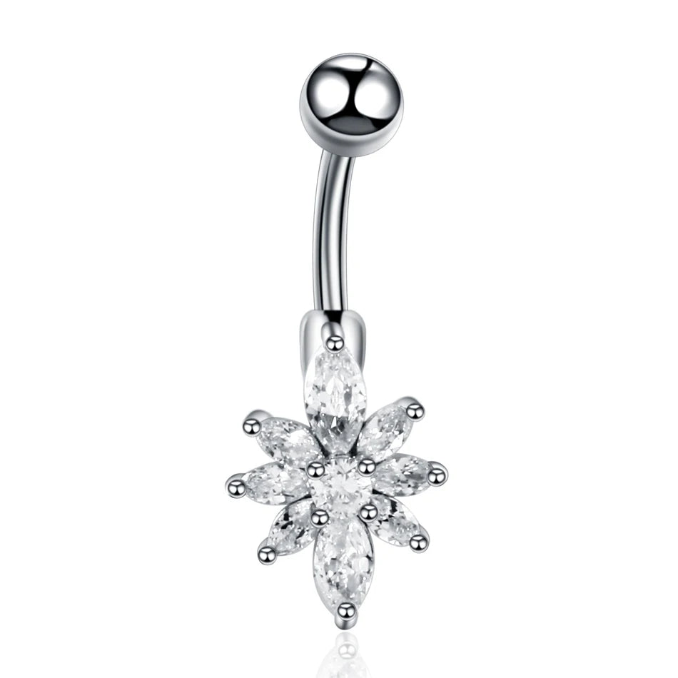 Surgical Steel CZ Belly Button Ring – Navel Piercing 14G