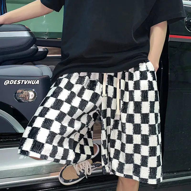 Men's Ice Silk Shorts – Chessboard Loose Casual Fit