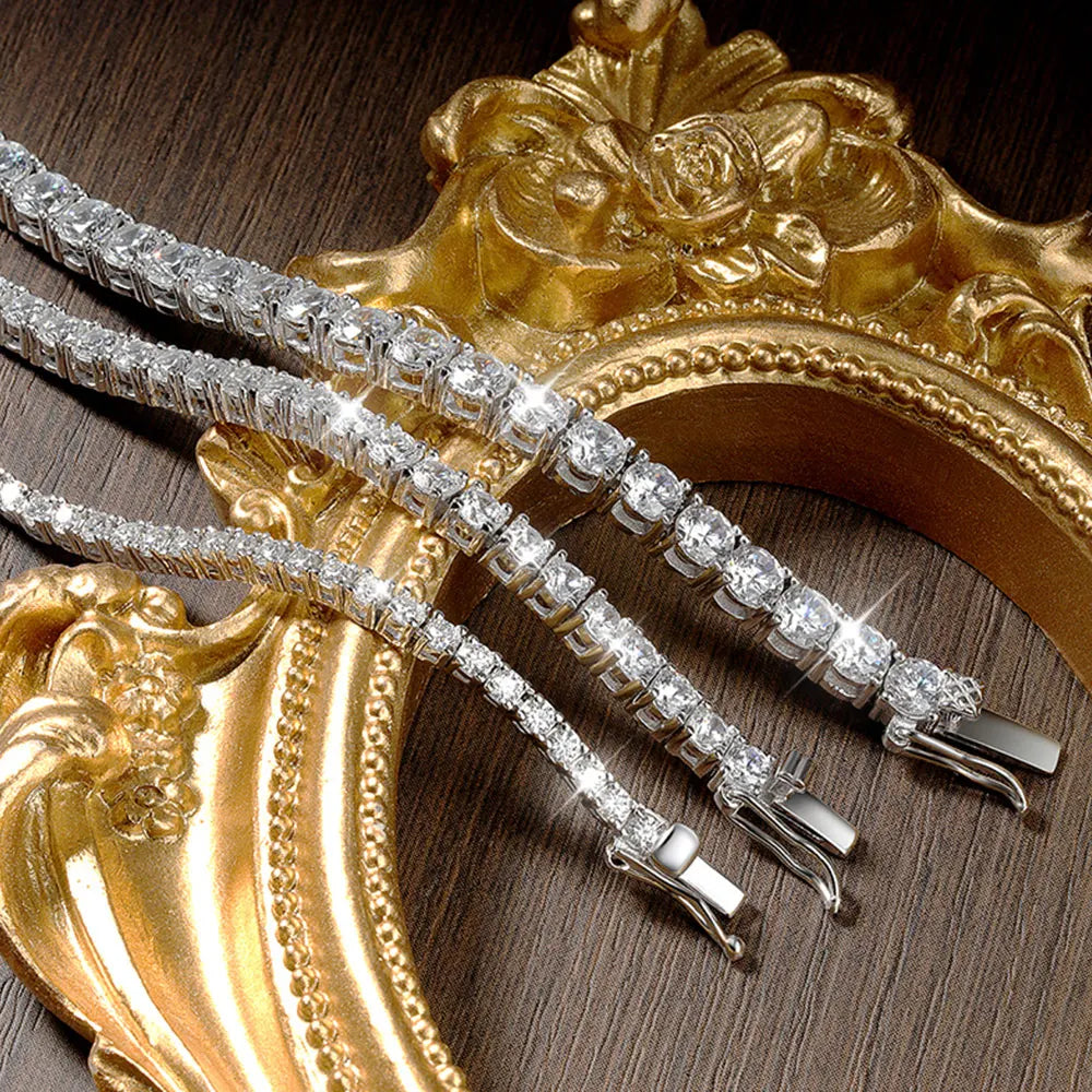 KNOBSPIN Moissanite Tennis Necklace 925 Silver 18K Gold