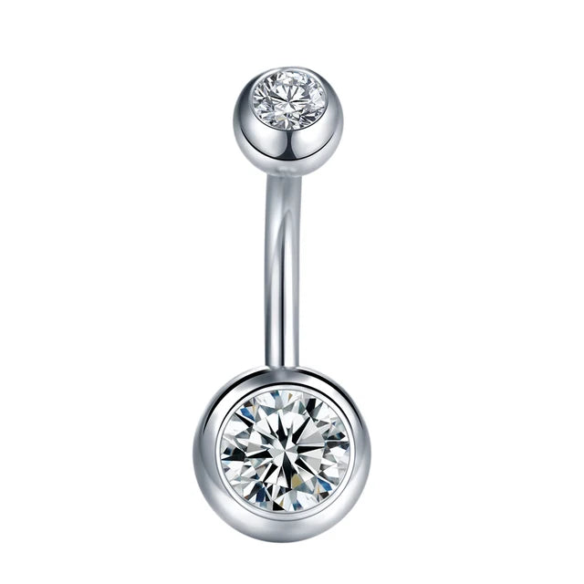 Surgical Steel CZ Belly Button Ring – Navel Piercing 14G