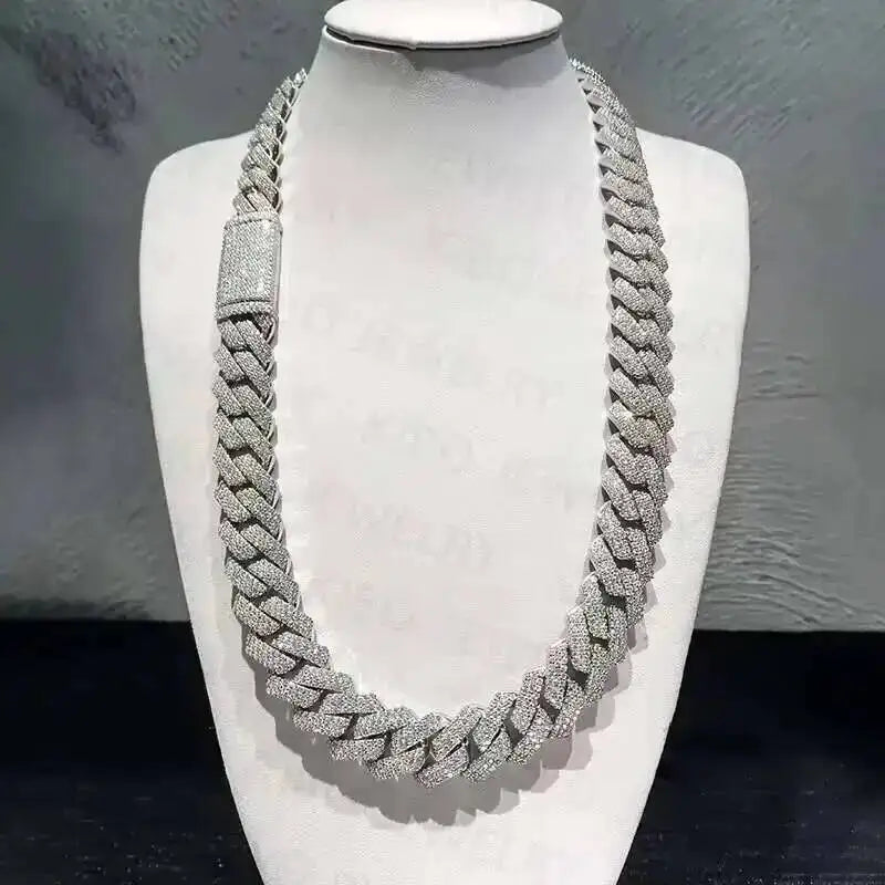 10mm Moissanite Miami Cuban Link Chain | GRA Certified | 925 Silver 18K Gold Plated