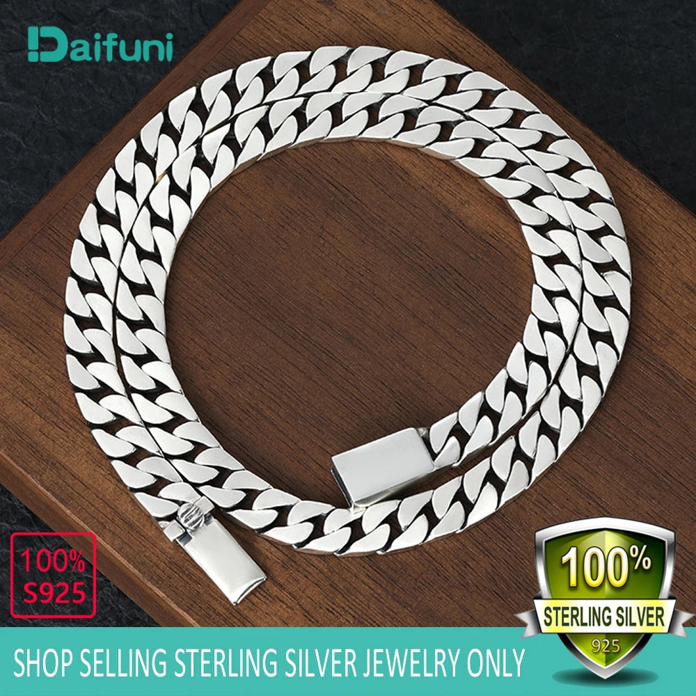 S925 Sterling Silver 15MM Extra-Wide Necklace Cuban Curb Chain Figaro Fine Jewelry