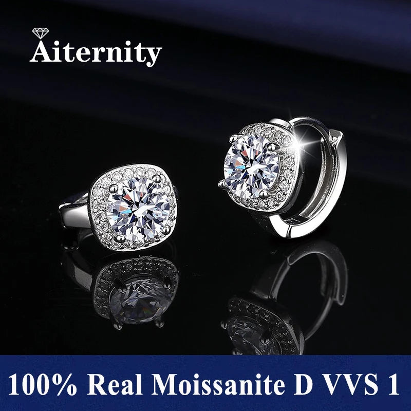 Moissanite Huggie Hoop Earrings – Sterling Silver