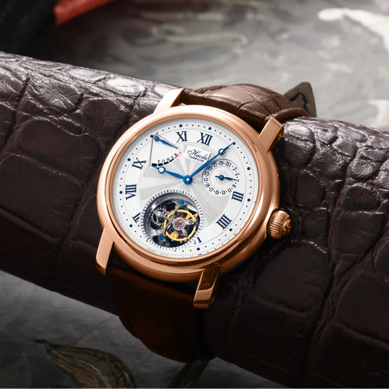 18K Solid Gold Tourbillon Watch | Sunburst Dial Sapphire
