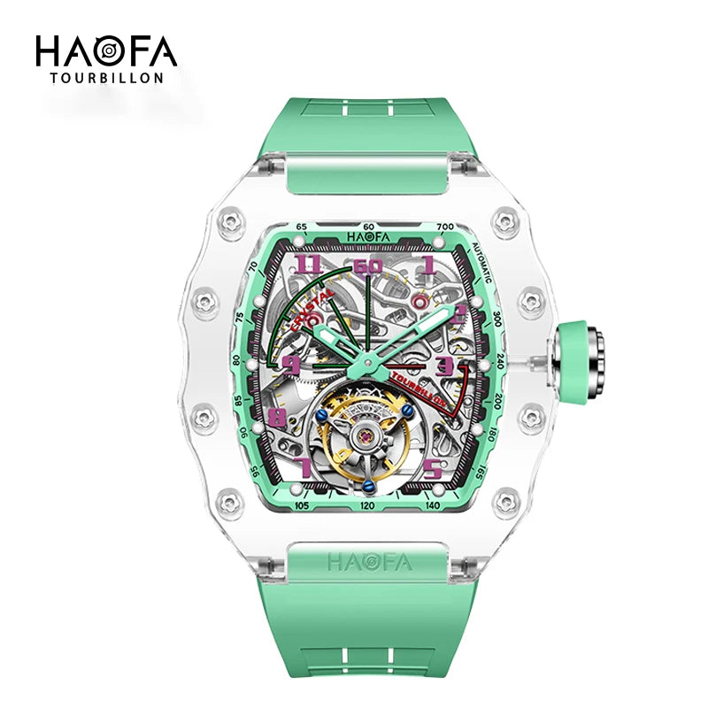 Haofa Tourbillon Crystal Transparent Automatic Watch | Sci-Fi Luxury