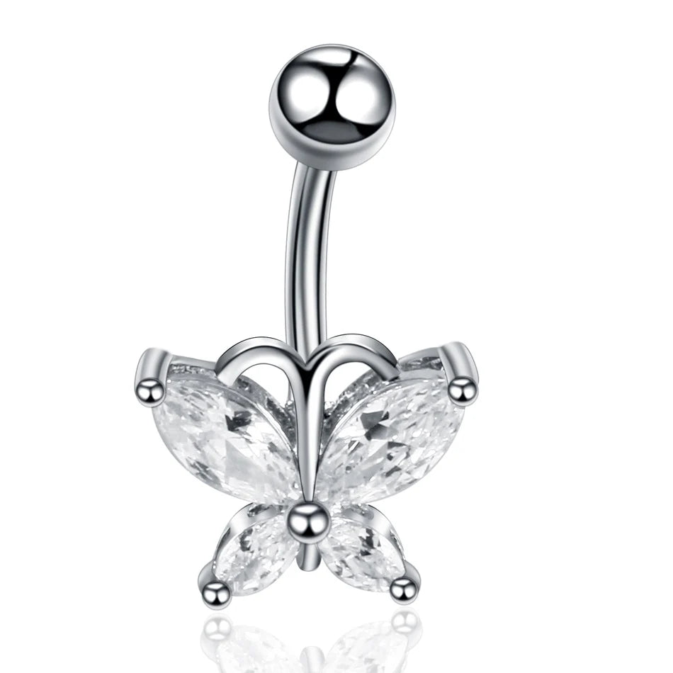 Surgical Steel CZ Belly Button Ring – Navel Piercing 14G
