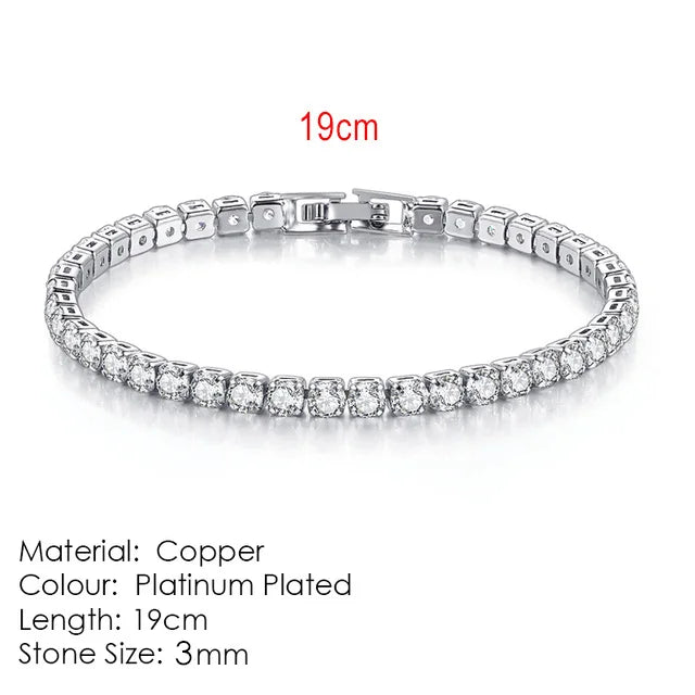 Zircon Tennis Bracelet 2.5-5mm Crystal Hand Chain